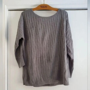 New York & Company 3/4 Sleeve Scoop Neck Grey Small Sweater